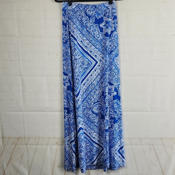Lilly Pulitzer Nola A-Line Resortwear Maxi Skirt Blue Crush Open Water Print S - Picture 2 of 7